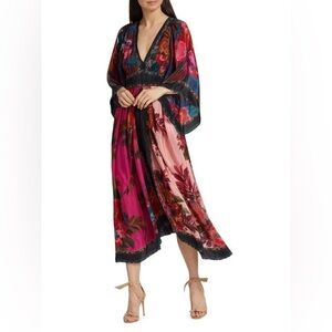 FARM Rio Pink and Red Floral Maxi Dress